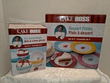 Cake Boss Dessert Plates And Ice Cream Bowls - Set Of 4 Each