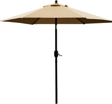 7.5' Tan Patio Umbrella with Tilt/Crank for Outdoor Table Use