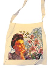 164 Frida Kahlo Cotton Tote Bag Printed Purse Fair Trade Peru Canvas School New