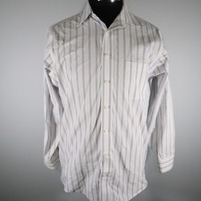 Stafford Shirt Mens 15.5 32/33 Fitted Broadcloth Button Up Striped Long Sleeve