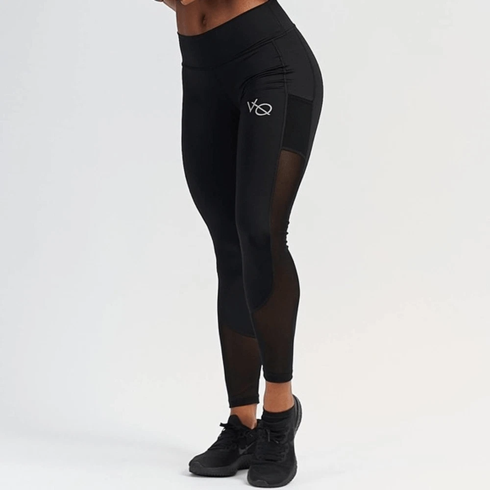 Vanquish Fitness Black Full Length Pocket Mesh Athletic Workout Legging  Womens M