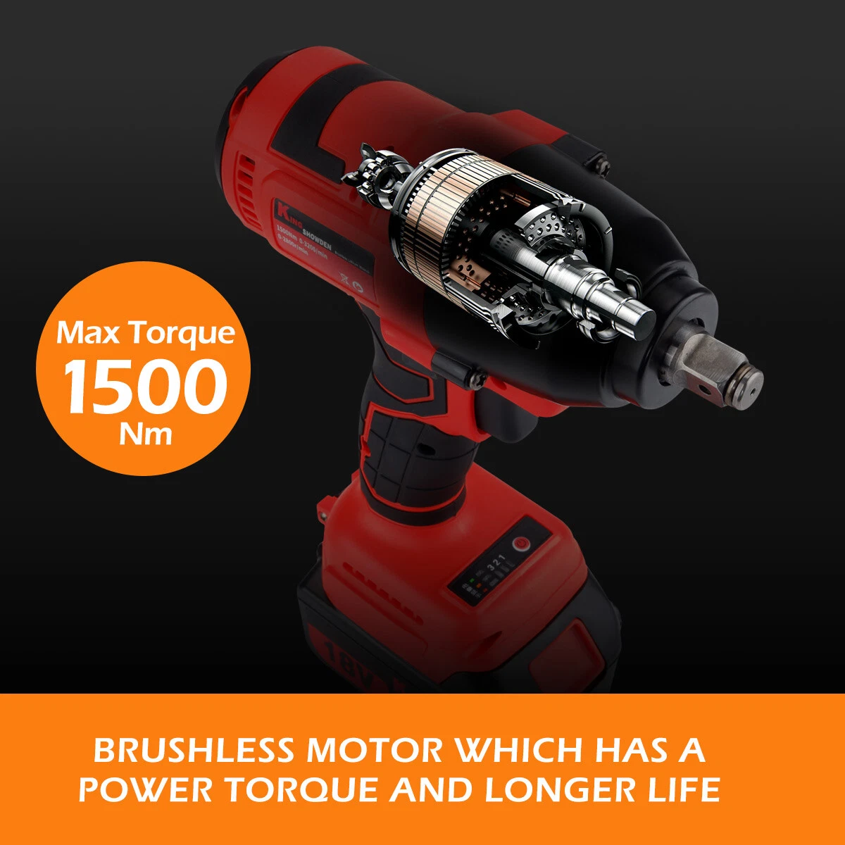 1500Nm High Torque Brushless Cordless Impact Wrench 1 2