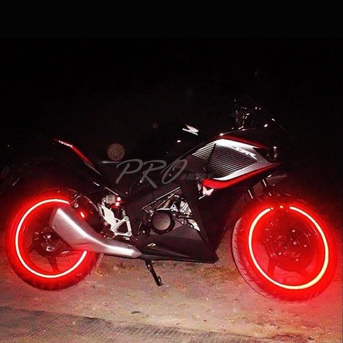RED REFLECTIVE RIM TAPE WHEEL STRIPE MOTORRAD BIKE AUTO DECAL STICKER 16 17 18 - Picture 2 of 7