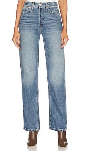 NWT Re/Done Womens Originals 90s High Rise Loose Jeans 23 Button Fly Blue Haze