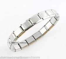 Classic Shiny 9mm Italian Charm Stainless Steel Modular 18 Link Starter Bracelet