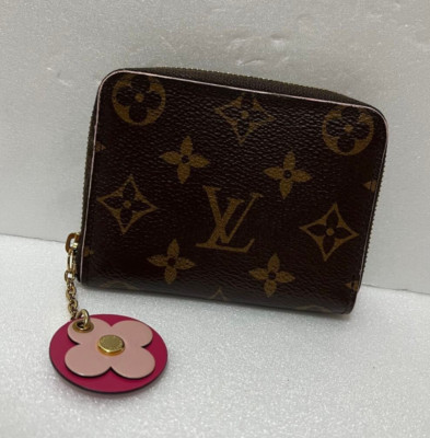 Louis Vuitton Monogram Zippy Coin Case Geldbörse Flower Brown aus Japan