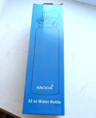 Xacioa Trinkflasche 32 Unzen Farbe Schwarz Neu im Karton drei Deckel isoliert