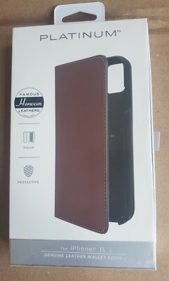Brand New Platinum Leather Folio Wallet iPhone 11 / 11 Pro / 11 Pro Max Bourbon
