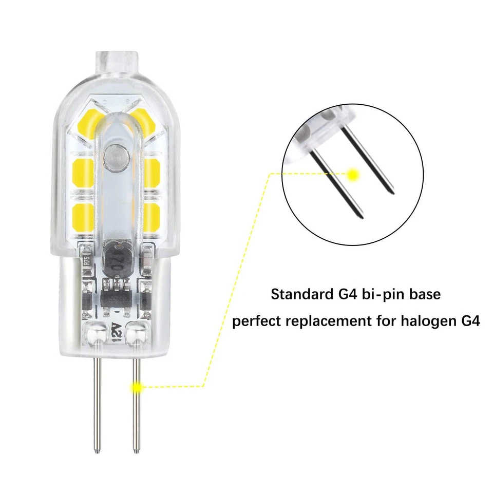 G4 LED Halogen Bulb Replacement 2W Bi-Pin Base Daylight White 6000K Non-Dimmable - Image 2 of 4