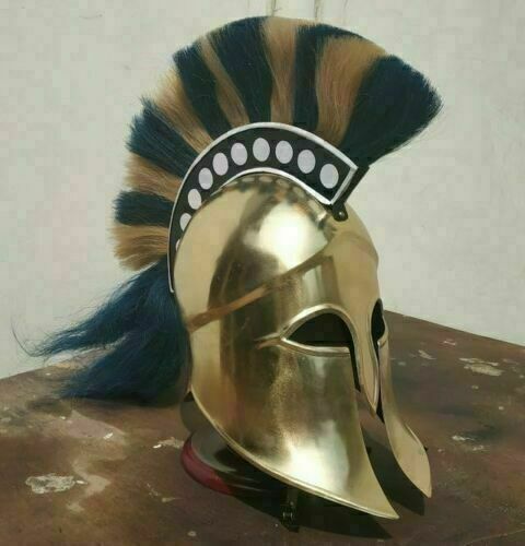Knight Spartan Medieval Greek Corinthian Armour Helmet With Plume Gift - Picture 3 of 6