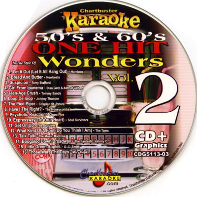 50's 60's ONE HIT WONDER -2 KARAOKE CHARBUSTER CD+G 5113-3 NEW CD IN SLEEVES