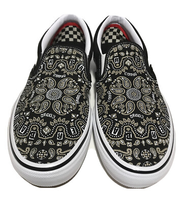 Vans Slip On Baker Bandana Black Mens Size Pop Cush