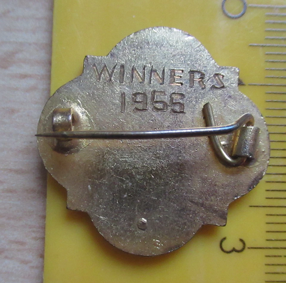 OLD RARE SALISBURY & DISTRICT BOWLING LEAGUE ENAMEL BADGE WINNER 1955 - Image 3 of 4