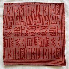 Vintage Handkerchief Cotton Red Tribal Art Ethnic Calligraphy Pattern Bandana 20
