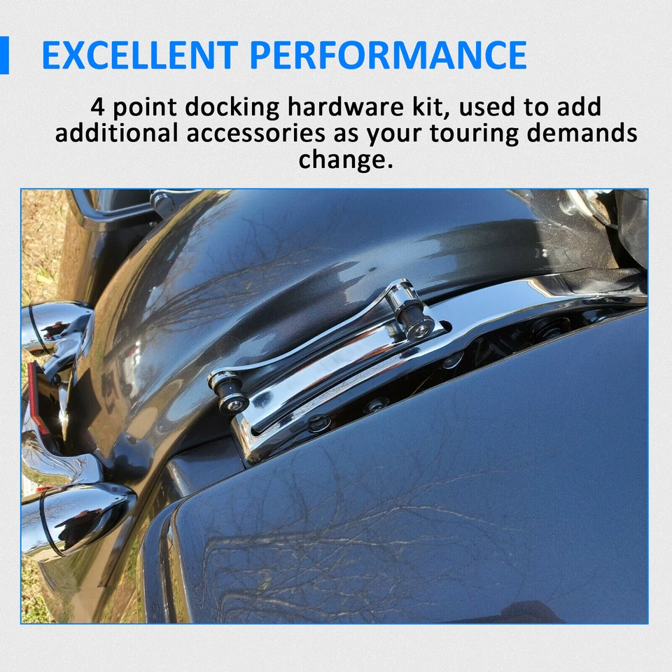 Kit de herrajes de acoplamiento de 4 puntos para respaldo Sissy Bar para Harley Davidson Touring 14+ Foto 3 de 4