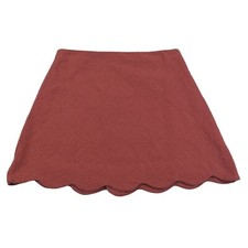 ALTAR'D STATE Women's Pink Clay Cotton Eyelet Embroidered Scallop Mini Skirt L