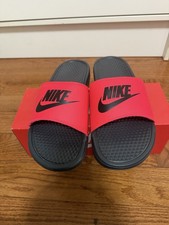 Nike Benassi JDI 343880 605 Size 9 Men Red Orbit Black Slide Sandal Slippers