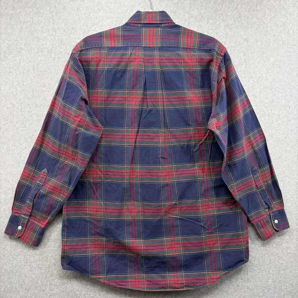 Vintage L.L. Bean Shirt Mens 16-32 Navy Plaid Tartan Button Down Made in USA - Image 4 of 4