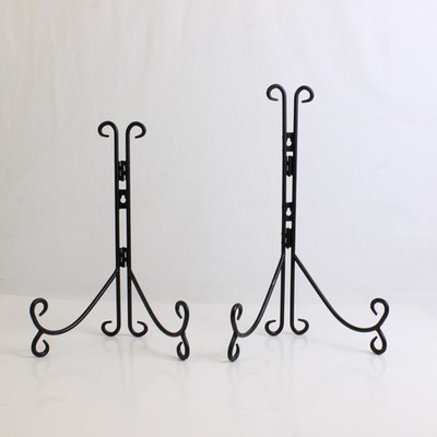 Lot Of 2 Unbranded Solid Black Color Metal Display Stand Photo Easel