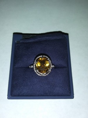 Citrine Cocktail Ring, w/ Diamond accent, size 7, Oval 4.43 cut, size 7