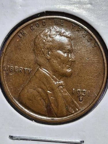 1931-S LINCOLN CENT. AU CONDITION. BROWN ORIGINAL. NICE.