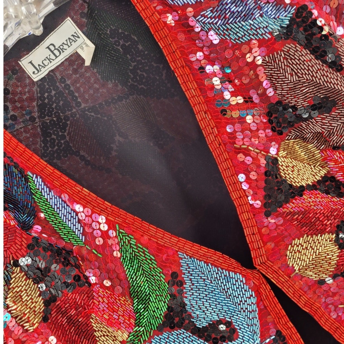 Jack Brian Beaded Blazer Statement  Sequin 90s Li… - image 1