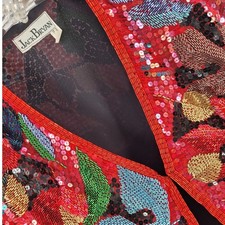 Jack Brian Beaded Blazer Statement  Sequin 90s Lined Red Blue