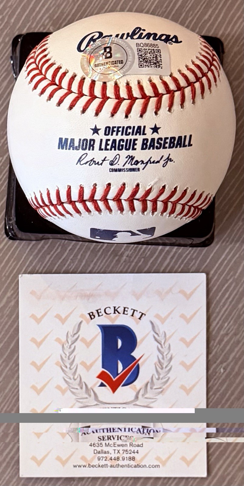 MATT OLSON W/#28 LICENSED BECKETT AUTHENTICATED SIGNED MINT MANFRED MLB BASEBALL