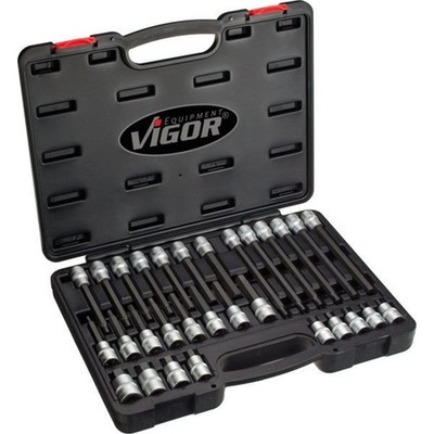 VIGOR STECKSCHLÜSSEL NUSS-SATZ INNENSECHSKANT 30-tlg. BIT-NÜSSE 1/2'' BIT 5-19mm