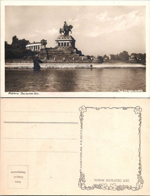 #ad Koblenz Deutsches Eck Postcard Sepia Rhein Monument Germany Unposted Vintage $17.99