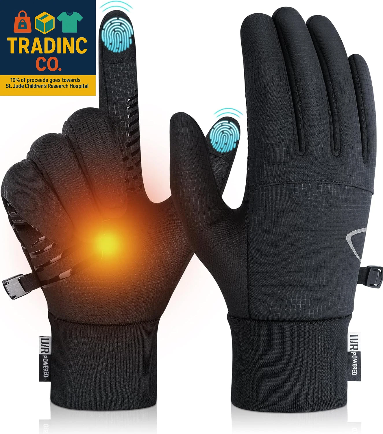 Touchscreen Winter Gloves for Men and Women - Windproof, Non-Slip, Black