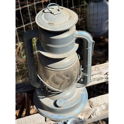 Vintage Dietz No 90 D-Lite Blue Metal Oil Lantern Hurricane Lamp Rustic Decor