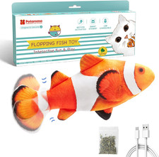 Cat Toys Flopping Fish with SilverVine and Catnip, Moving Kitten Kicker, Floppy