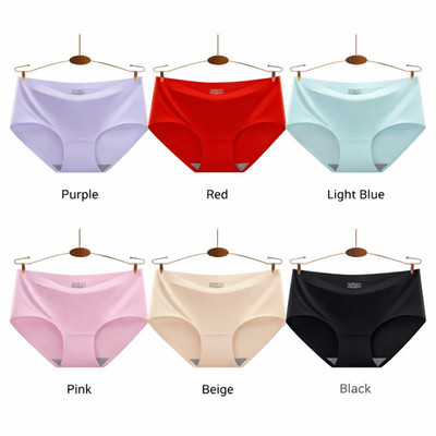 Damen Nahtlose Höschen Eis Seide Mid Waist Unterwäsche Slips Slips 3/6er Pack