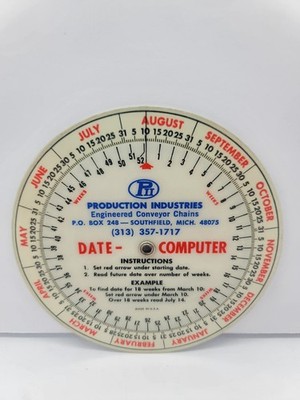 Vintage Date Computer Slide Ruler Calculator Production Industries