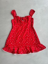 Urban Outfitters Kiss The Sky Riviera Floral Milkmaid Mini Dress. Red. Large