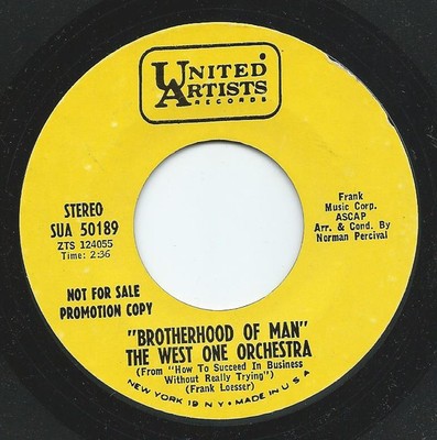 West One Orchestra - Brotherhood Of Man - Used Vinyl Record 7 - Promo - Z8100z