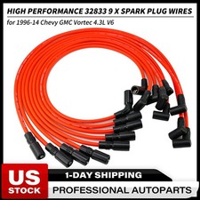 10.2mm Red Spark Plug Wires For 1996 2014 Chevy Gmc 4.3l Vortec V6 32833 32839