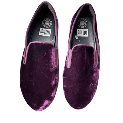 FitFlop Women's Superskate Velvet Loafers Deep Plum Comfort Shoe Slip on Sz 7.5