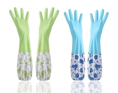 2 Pairs Reusable Waterproof Household Cleaning Gloves for Kitchen Dishwashing