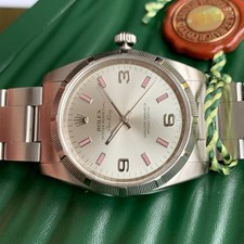 Rolex Air-King 114210 Automatic Wristwatch - Rare Pink 3-6-9-12 Numerals Dial 8