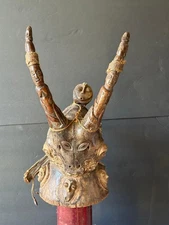 Vintage African Shaman Ceremonial Headdress – Carved Wood Antelope Effigy 19"