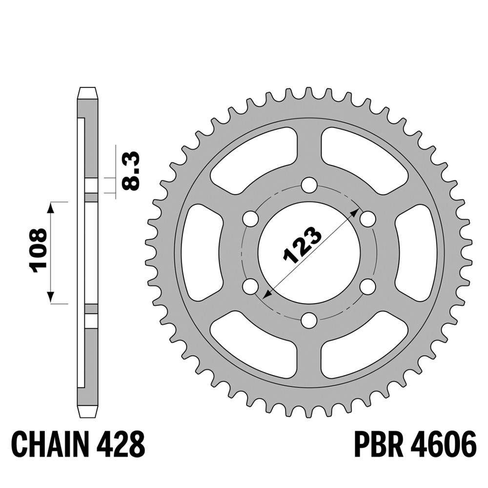 Pignon arrière PBR 58 dents en acier pour moto Aprilia RS4 125