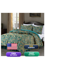 Chezmoi Collection Adelle 7-Piece Paisley Jacquard Embroidered Comforter