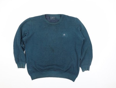 Mens UK L Regular Calvin Klein Blue Pullover Sweatshirt