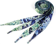 HOKUSAI WAVES blue 40 inch quality union made shoelaces , fadeproof, USA made