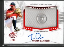 2019 Leaf Trinity Tucker Davidson #PA-TD1 Patch Auto Red 7/10 Button