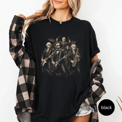Funny Founding Fathers Rock Band Shirt, Patriotic Presidents Guitar Music Tee