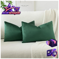 Kissenbezug Samt DunkelgrüN 2Er Set 30X50 Cm Dekokissen FüR Sofa Wohnzimmer