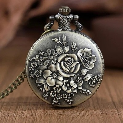 Quarz Taschenuhr Herren Damen Hohlgehäuse Schnitzerei Designs Halskette Bestes Geschenk